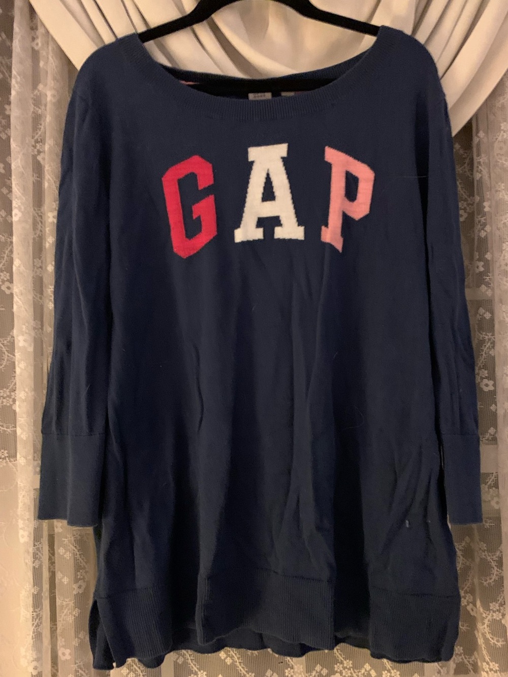 GAP Navy Sweater with Red, White & Pink Logo